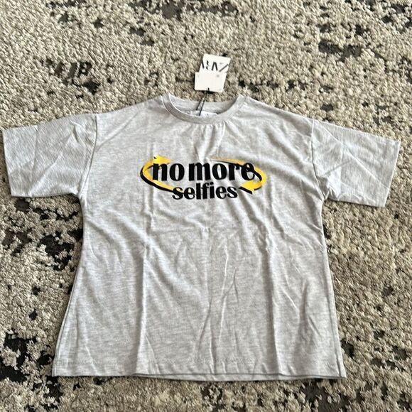 ZARA Kids | Gray Marl | "NO MORE SELFIES" T-SHIRT - Picture 5 of 5
